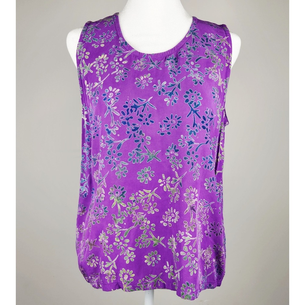 Go Fish Clothing & Jewelry Co Women's Blouse Size S Purple Floral Sleeveless Top
